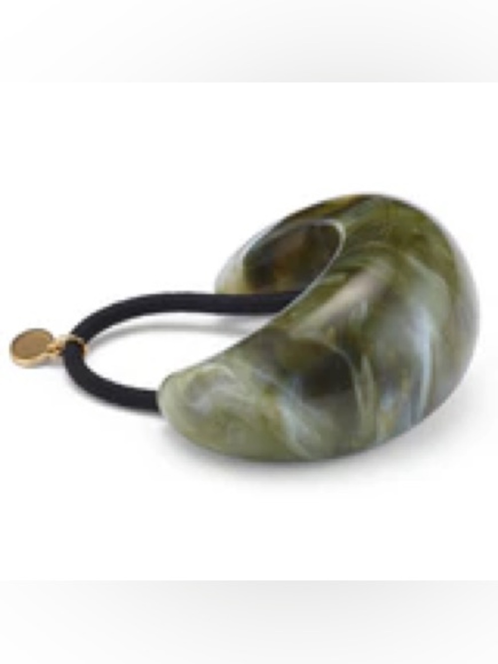 Leslet NY Olive Green Marble Resin Hair Cuff Ponytail Holder